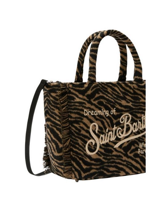 Borsa donna Colette Felt in misto lana zebrata marrone e nero MC2 Saint Barth | COLETTE FELT-ZEBRA18 EMB